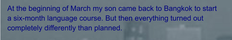 At the beginning of March my son came back to Bangkok to start a six-month language course. But then everything turned out completely differently than planned.