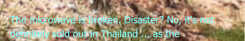 The microwave is broken. Disaster? No, it's not definitely sold out in Thailand ... as the
